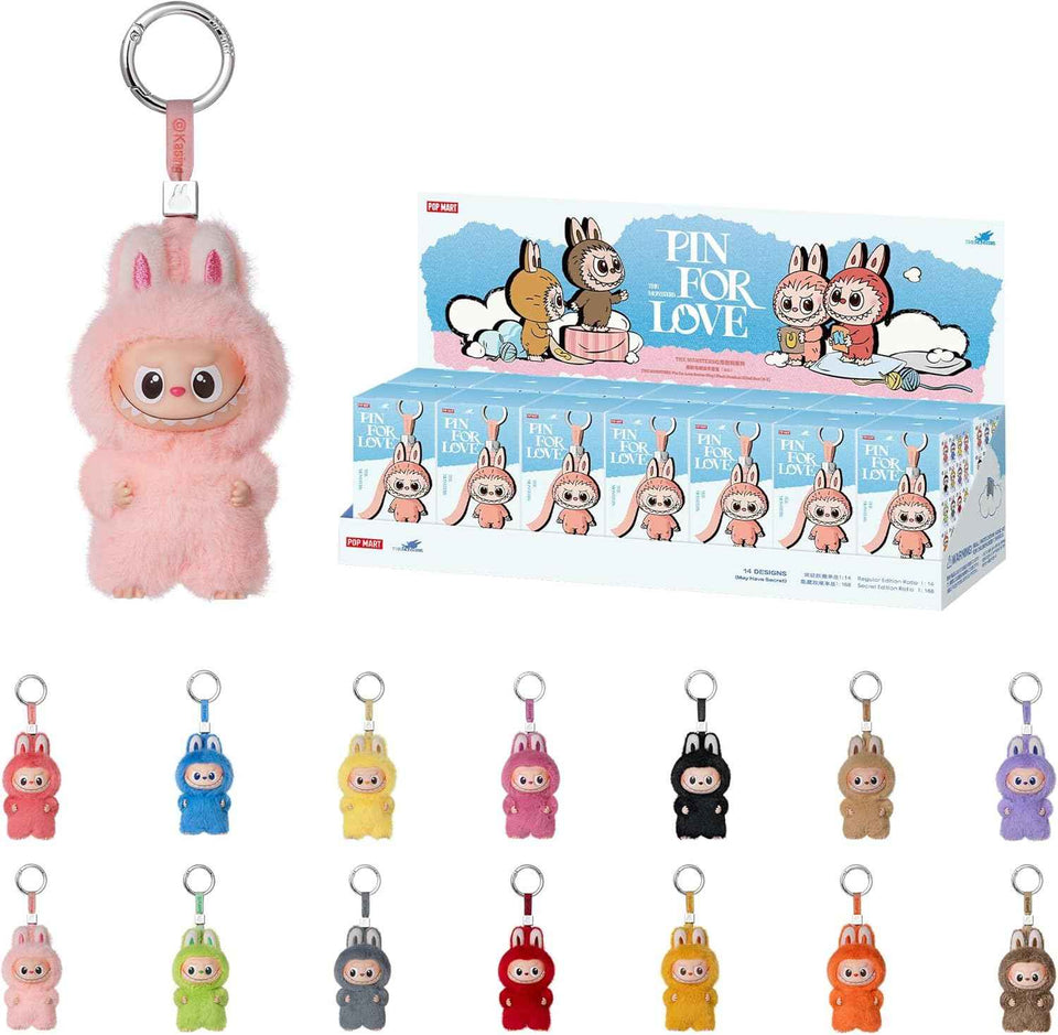 POP MART The Monster Pin for Love Series (A–M) Mini Labubu Doll Blind Box Keychain – Vinyl Plush Pendant, Bag Charm, Collectible Holiday & Birthday Gift for Kids & Adults, Single Box