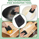 316 cast iron scrubber chainmail scrubber with pan scraper for kitchen and pan cleaning, dishwasher safe, black