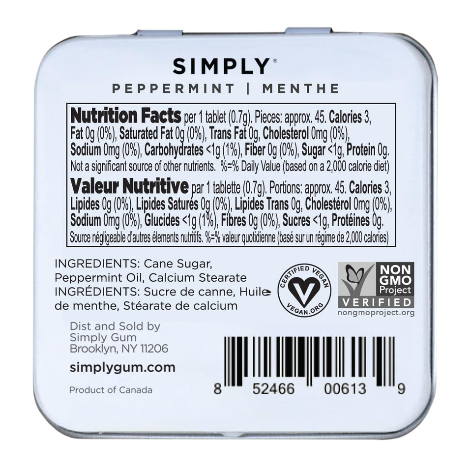 Simply Mints Natural Peppermint Breath Mints, 6 pack with 180 pieces, made with real peppermint oil and no artificial ingredients