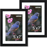 FIXSMITH 8x10 Picture Frame Set of 2, Photo Frame with HD Plexiglass, Display Pictures 5x7 with Mat or 8x10 Without Mat Multi Picture Frames Collage for Tabletop or Wall Display, Black