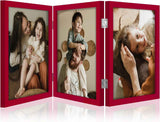 decorUhome Triple 4x6 Picture Frame Vertical, Engineered Wood Trifold Photo Frame with Plexiglass for Tabletop Display, 4x6, Black
