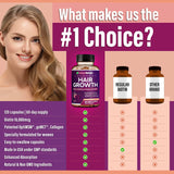 Hair Growth Vitamins for Women | Biotin 10,000mcg, Collagen, Patented OptiMSM®, goMCT®, Saw Palmetto | Naturally Regrow Stronger & Healthier Hair, Skin and Nails | Stops Hair Loss | 60 Day Supply