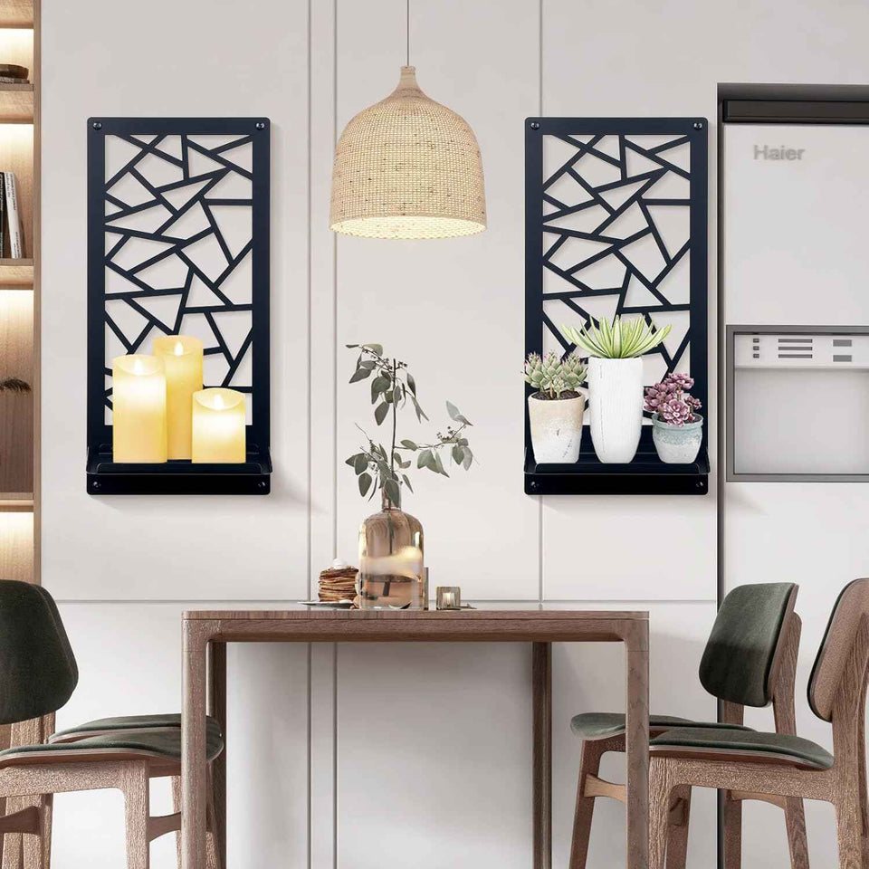 2Pcs Black Metal Wall Art Decor Farmhouse Black Candle Holder Minimalist Wall Art Retro Bathroom Decor Rustic Wall Decoration for Bathroom Living Room Bedroom (Farmhouse)