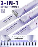 Ufree Bikini Trimmer Electric Razors for Women, Rechargeable Pubic Body Hair Trimmer Electric Shaver for Legs Body Hair, Bikini Shaver IPX7 Waterproof, Gifts for Women, Purple