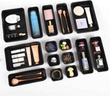 15 PCS Interlocking Desk Drawer Organizer Separator for Office,Bathroom,Kitchen,Makeup（Black）