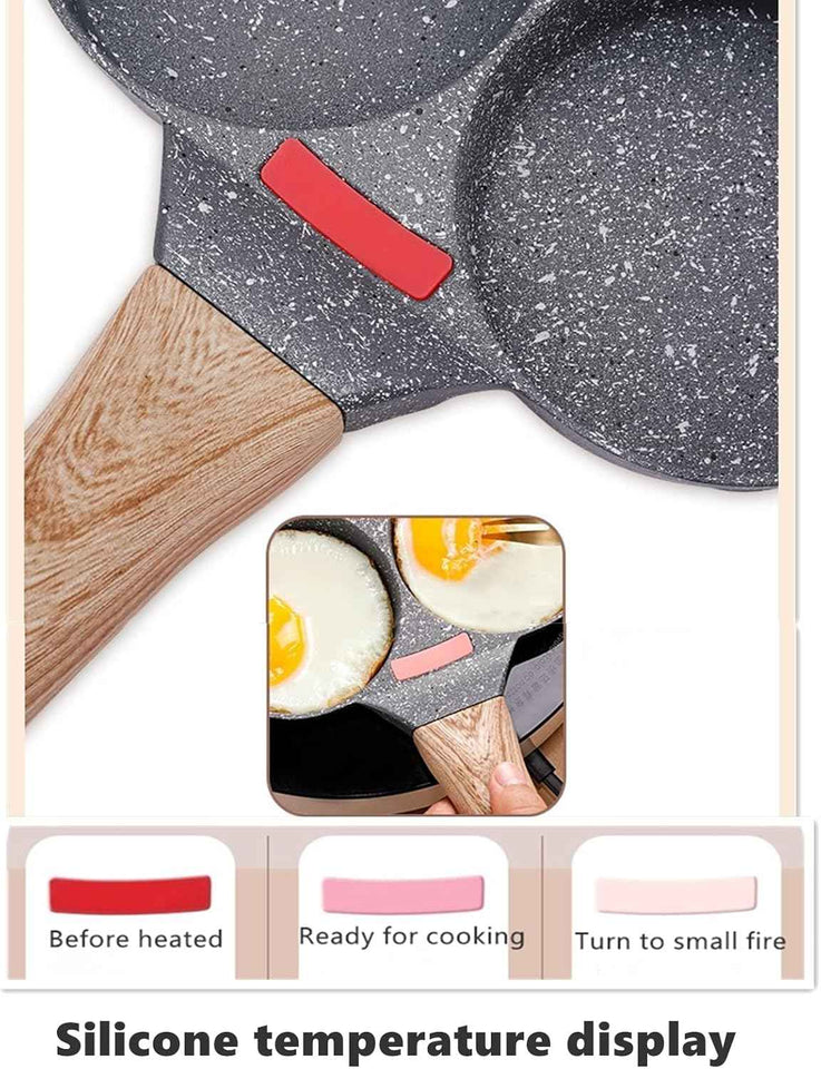 HUPECHAM 4-Cup Egg Pan Nonstick, and Granite Egg Frying Pan, Versatile Breakfast Skillet for Eggs, Pancakes, Plett, Crepes, Compatible with Gas Stove and Induction Cooktop