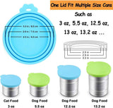 Comtim Pet Food Can Cover Silicone Can Lids for Dog and Cat Food(Universal Size,One fit 3 Standard Size Food Cans),Blue and Green