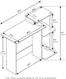 Furinno EFFICIENT Desk, Gaming Desk, with 3 Open Side Shelves, Laptop Notebook Computer Desk,Office Desk for Home Office, Study Room, Dorm, Espresso