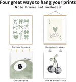 okaxscm Sage Green Coquette Trendy Preppy Wall Art Prints Set of 4, Coquette Preppy Room Decor Aesthetic, Green Bow Disco 8 Ball Cherry Wall Decor Posters for Girls Bedroom Dorm, 8x10 Unframed