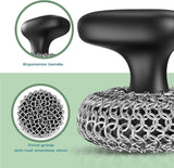 Purgreat Cast Iron Scrubber for Cast Iron Pan Skillet Cleaner - Dish Scouring Pad Dishwasher Safe Cleaning Kit, Black