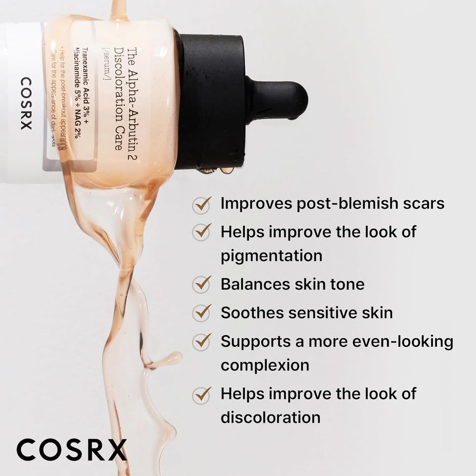 COSRX 2% Alpha Arbutin Discoloration Care Face Serum with Niacinamide, Glutathione & Tranexamic Acid, Dark Spot, Uneven Tone Care, Daily Korean Skin Care for Men and Women, 1.7 fl oz