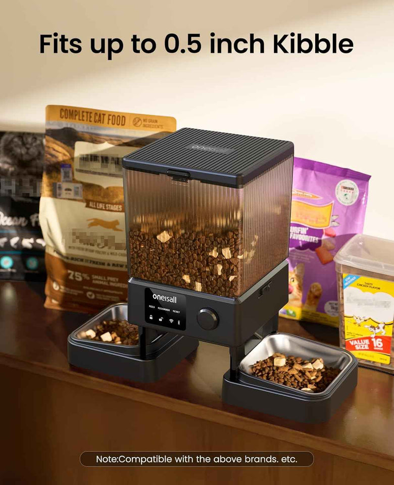 oneisall Automatic Cat Feeder with 5G WiFi, Automatic Cat Food Dispenser for 2 Cats Small Pets, 20 Cups/5L Timed Dry Food Dispenser with APP Control
