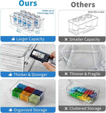 6-pack clear plastic pantry organizers and storage with 2 dividers for kitchen fridge organization