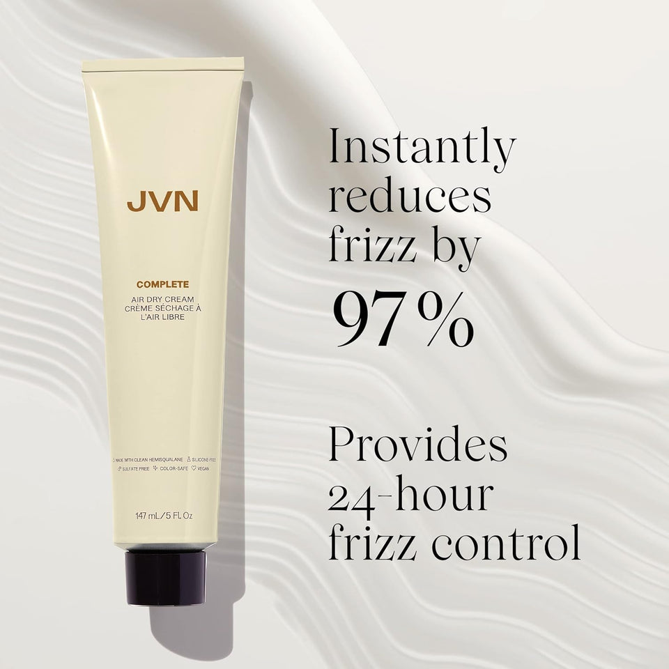JVN No Heat Complete Air Dry Cream, 5 Fl Oz, Hair Smoothing Cream Enhances Your Natural Texture, Curl Cream and Wavy Hair Products, Silicone Free