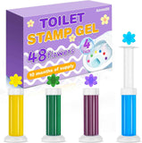 8 Pack Toilet Gel Stamp, 96 Stamps 8 Kinds Of Scent Toilet Bowl Cleaner Gel, Long-Lasting Flowers Shaped Bathroom Freshener, Keeps Toilet Fresh Fragrant and Clean