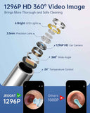 Jegoat ear wax removal kit with 1296p hd camera, 6 led lights and 10 ear pick for ios and android black