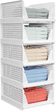 5 Pack Stackable Closet Storage Basket - Stackable Storage Bins, Multifunctional & Foldable Closet Organizer Waterproof, Wardrobe Cupboard Space-Saving Hat Storage Drawer Organizer, White