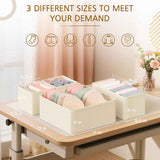 Criusia 15-Piece Beige Fabric Drawer Organizer Set with 3 Sizes for Closet and Dresser