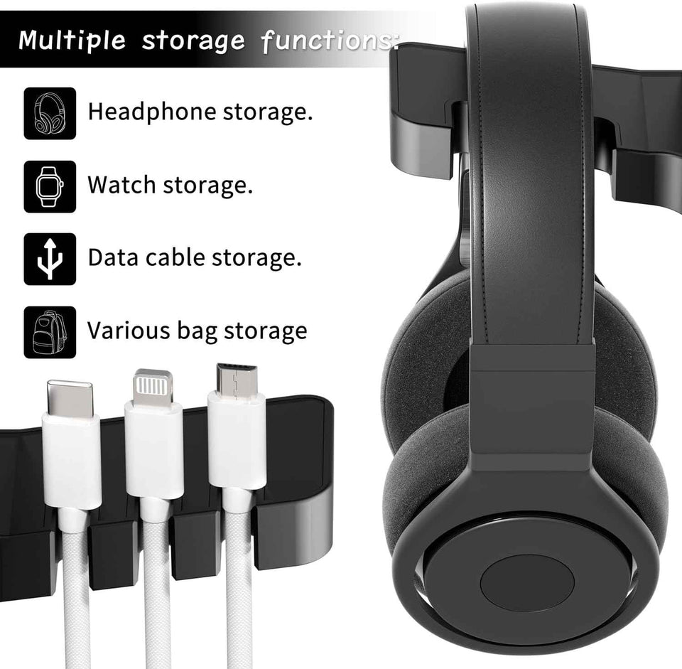 cozoo head phone stand with usb charger under desk headset holder mount 3 usb charging station and iwatch stand