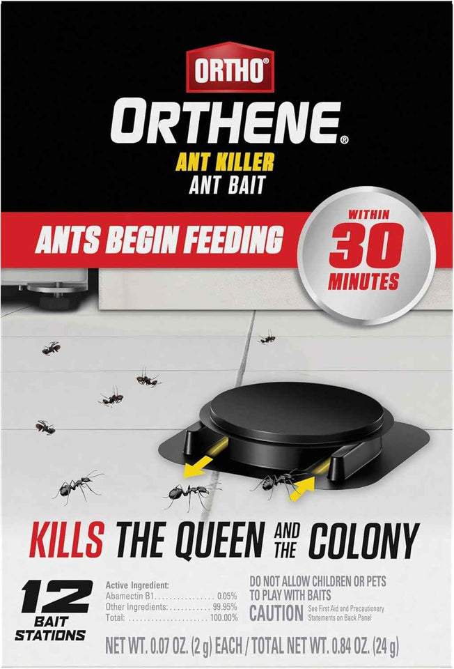 Ortho Orthene Ant Killer Ant Bait, Indoor Ant Killer, Kills The Queen and The Colony, 12 Stations