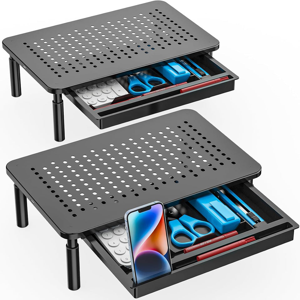 wali computer monitor stand adjustable laptop riser black 1 pack