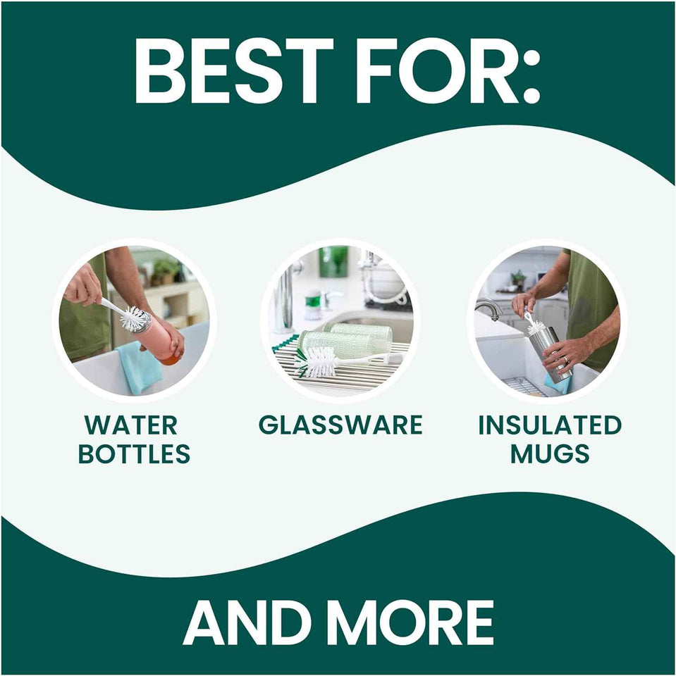 Scotch-Brite glass and water bottle brush with non-slip handle and durable design for effortless cleaning