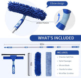 LOMIDA Professional Window Squeegee Kit - Lightweight 62" Aluminum Pole, Rotatable 2-in-1 Cleaning Tool for Cars, Showers & High Windows