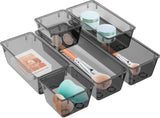 WOWBOX 6 Pack Clear Drawer Organizer Set, Acrylic Drawer Storage Trays, Storage Bins for Makeup, Cosmetics, Jewelries, Utensils, Gadgets, Office