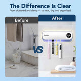 Takoo Toothbrush Cleaner, 4 Slots Wall Mounted Toothbrush Holder for Bathroom, Smart Hot Air Drying Technology, Rechargeable Smart Home Gadget