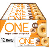 one protein bars maple glazed doughnut gluten free with 20g protein and 1g sugar 12 count