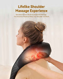 Shiatsu neck and back massager with heat, 4D deep tissue kneading for leg and full body muscle pain relief, ergonomic design