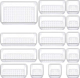 Drawer Organizers Set of 15, 4 Sizes Clear Plastic Drawer Organizers and Storage Bins for Kitchen, Bathroom, Office, Dresser Desk Drawer Organizer Tray for Jewelry, Makeup, Junk, Gadgets
