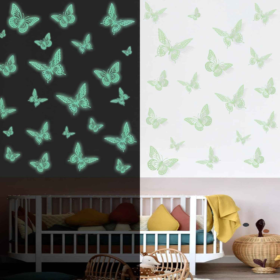 SAOROPEB 3D Butterfly Wall Decor - 48 Pcs, 4 Styles, 3 Sizes, Gold Butterfly Decorations for Birthday & Party Celebrations, Removable Stickers