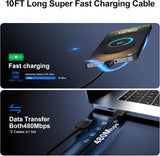 25w super fast charger type c compatible with samsung galaxy s series, 10ft long android type c cable 2pack