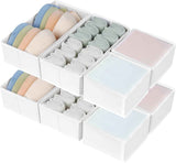 DIMJ Drawer Organizers Clothes, Set of 4 Dresser Organizer Bins, Fabric Closet Organizers and Storage, Shallow Drawer Dividers for Nursery, Clothing, Baby Clothes, Socks, Underwears, Tie (Beige)