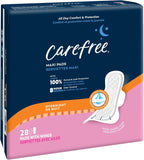 carefree maxi overnight pads with wings 28ct feminine care protection