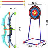 Kmuxilal kids LED bow and arrow set, 2 pack, 14 suction cup arrows, fluorescence target, ideal for indoor and outdoor play, 4-12 year old boys