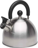 Primula Stewart Whistling Stovetop Tea Kettle, 1.5-Quart, Food Grade Stainless Steel, Hot Water Fast, Cool Touch Folding Handle, Black