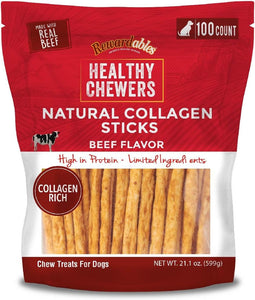 Rewardables natural collagen and beef dog chews for healthy joints and skin 100 count high protein