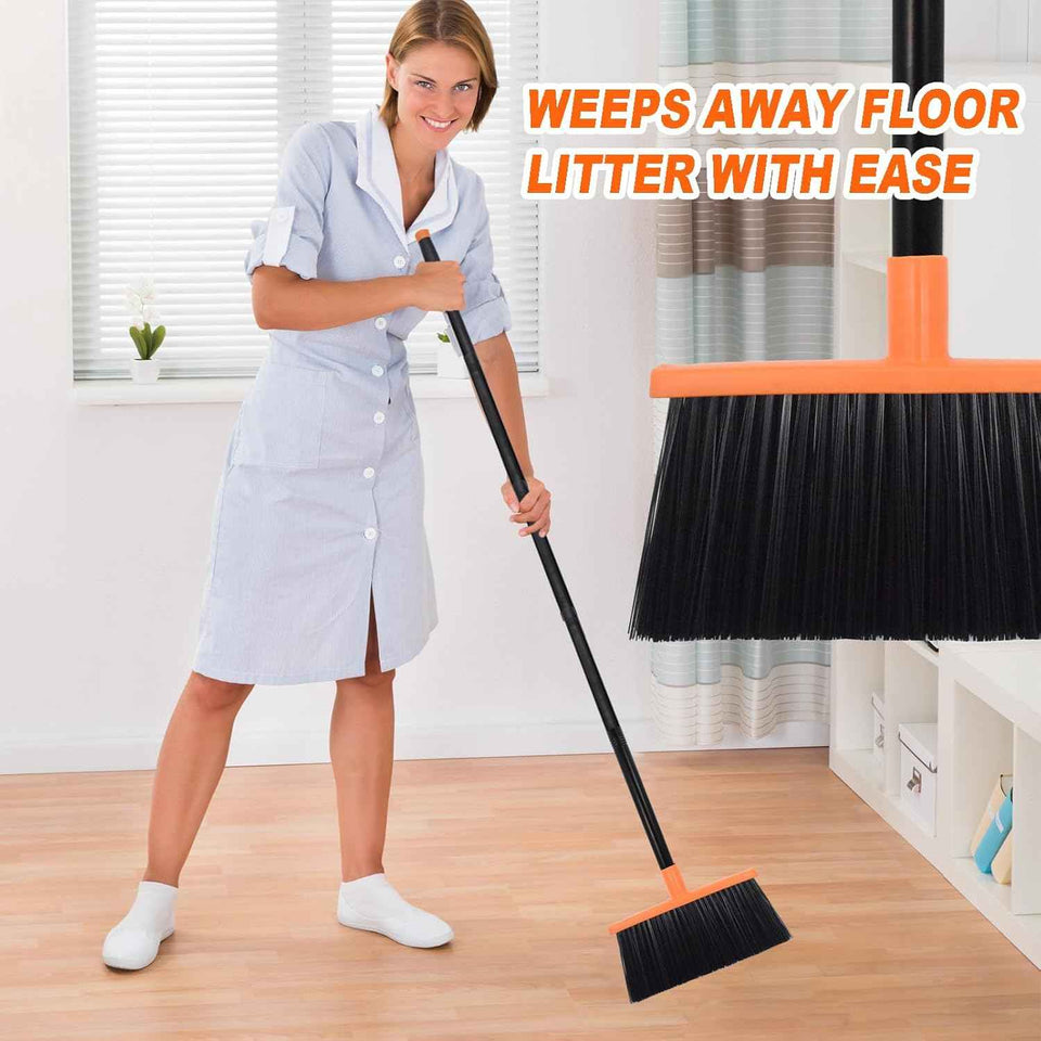 Xifando Heavy-Duty Adjustable Angle Broom with 56" Steel Handle for Efficient Cleaning of Hard Floors