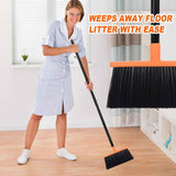 Xifando Heavy-Duty Adjustable Angle Broom with 56" Steel Handle for Efficient Cleaning of Hard Floors