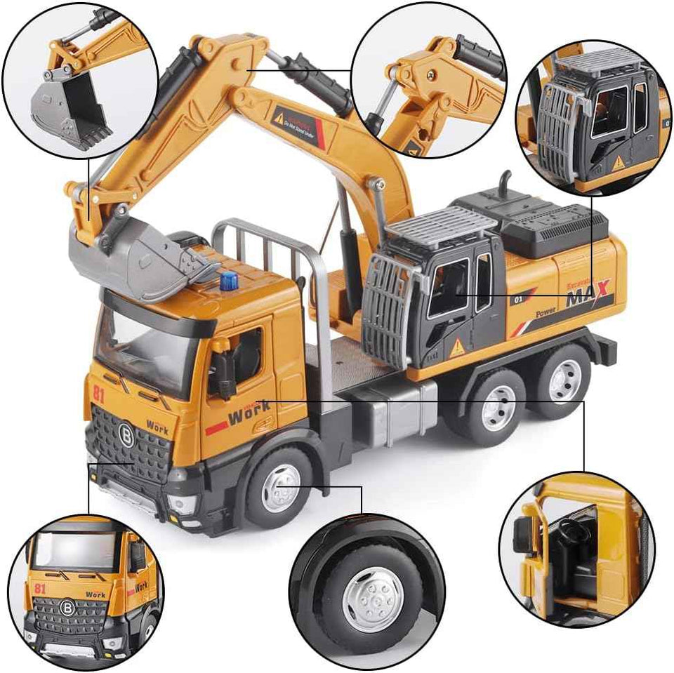oanmyjjo children's die-cast metal excavator model with sound and light for boys 3-5 years