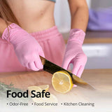 Food-Grade Pink Nitrile Gloves: 3-mil, Latex-Free, Powder-Free, 100 ct Box (Medium)