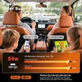 84W Car Charger USB C 4 in 1, Retractable Fast Charging Car Adapter for iPhone 17 16 15