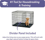 MidWest iCrate 36-inch metal wire dog crate with divider, leak-proof tray, and secure latches for medium large breeds
