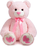 HollyHOME Big Teddy Bear Stuffed Animal Valentines Large Bear Plush with Red Heart for Girlfriend and Kids Valentines 36 inch Tan
