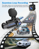 dash cam blue front and rear 2.5k+1440p triple car camera 3 channel with 32gb card