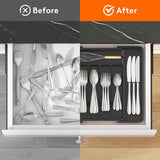 Lifewit Silverware Drawer Organizer with Adjustable Expandable Utensil Tray for Kitchen, BPA Free Flatware and Cutlery Holder