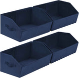 Closet Organizers Bins 6 Packs - Large Closet Shelf Organizer with Handles, Fabric Trapezoid Storage Bins, Collapsible Storage Cubes for Clothes, Towels, Light Gray