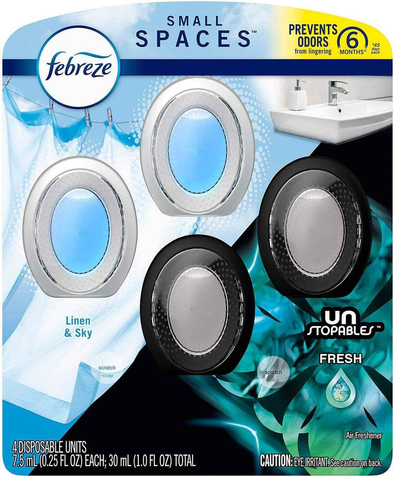 Febreze Bathroom Air Freshener, Odor-Fighting, Plug In Alternative, Air Fresheners for Home, Bathroom, & Kitchen, Closet Air Fresheners, Pet & Litter Box Odor Fighter, Refresh & Energize Scent, 4ct
